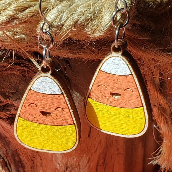 Aurelia Lightworks Jewelry - Candy corn laser cut earrings